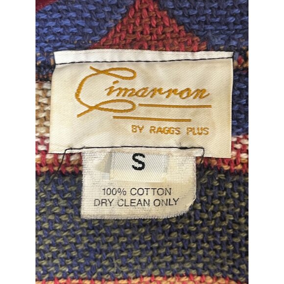 Western Striped Vest S Red Aztec Tapestry Tribal Boho Fringe Chevron Indian 70s - Picture 2 of 13